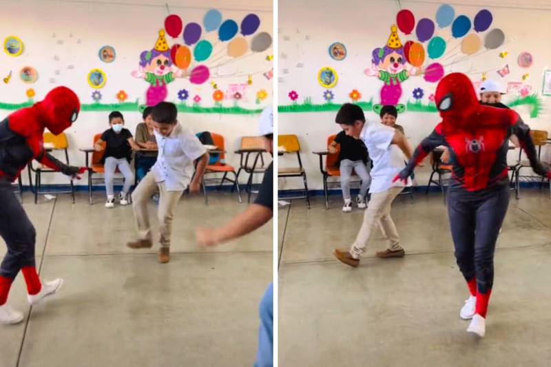 Viral: Maestra se disfraza de Spider-Man y les enseña a sus alumnos a bailar cumbia - ZMG Noticias