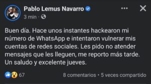 Denuncian Lemus y Alfaro hackeo de sus celulares, piden ignorar mensajes de presunta extorsión - ZMG Noticias