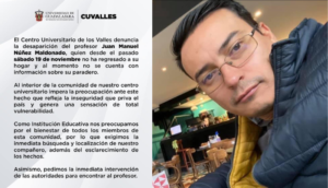 UdeG denuncia desaparición de profesor de CUValles - ZMG Noticias