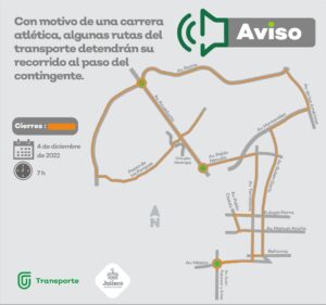 Por medio maratón, modificarán rutas del transporte y cerrarán calles la mañana del domingo en Guadalajara y Zapopan - ZMG Noticias