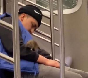 Tremenda rata se le sube a pasajero en el Metro (video)