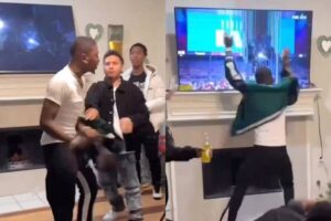 Aficionado de Eagles explota y destruye la tele a golpes