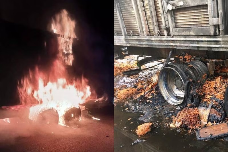 Se incendia camión que transportaba pasta para frituras en Ecatepec