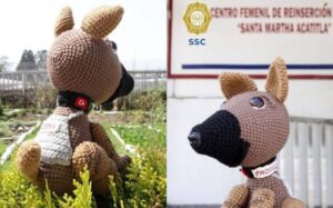 Reclusas de Santa Martha tejen peluche en honor a Proteo, el perrito rescatista