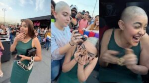 Mujer se rapa para ganarse un auto