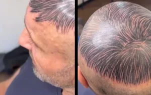 Para simular que tiene cabello, hombre se tatúa la cabeza