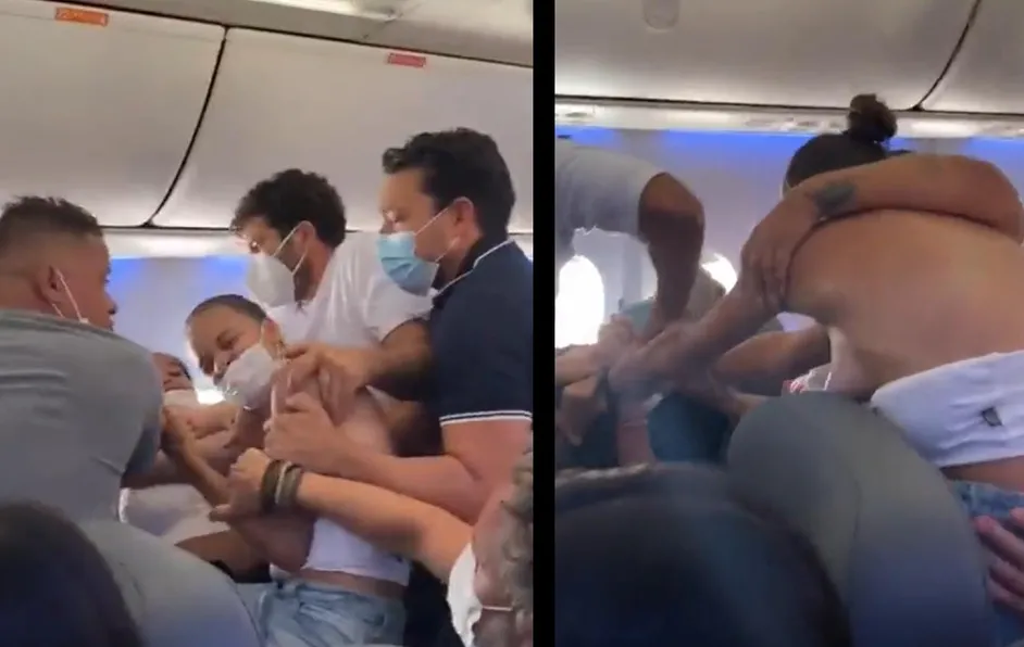 Pasajeras de avión protagonizan tremenda pelea tras discutir por un asiento
