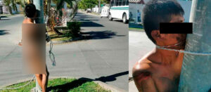 Capturan, desnudan y amarran a ladrón en Manzanillo