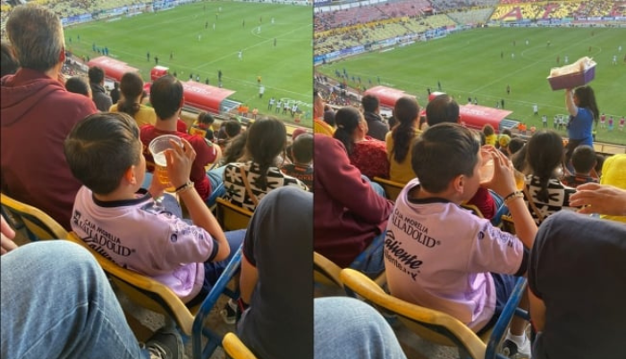 Captan a niño tomando cerveza en partido de fútbol y se hace viral - ZMG Noticias