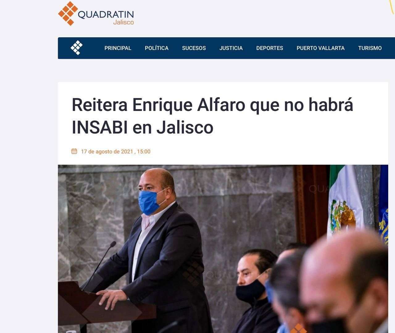 No adherirse al Insabi fue la mejor decisión, insiste gobernador Enrique Alfaro - ZMG Noticias