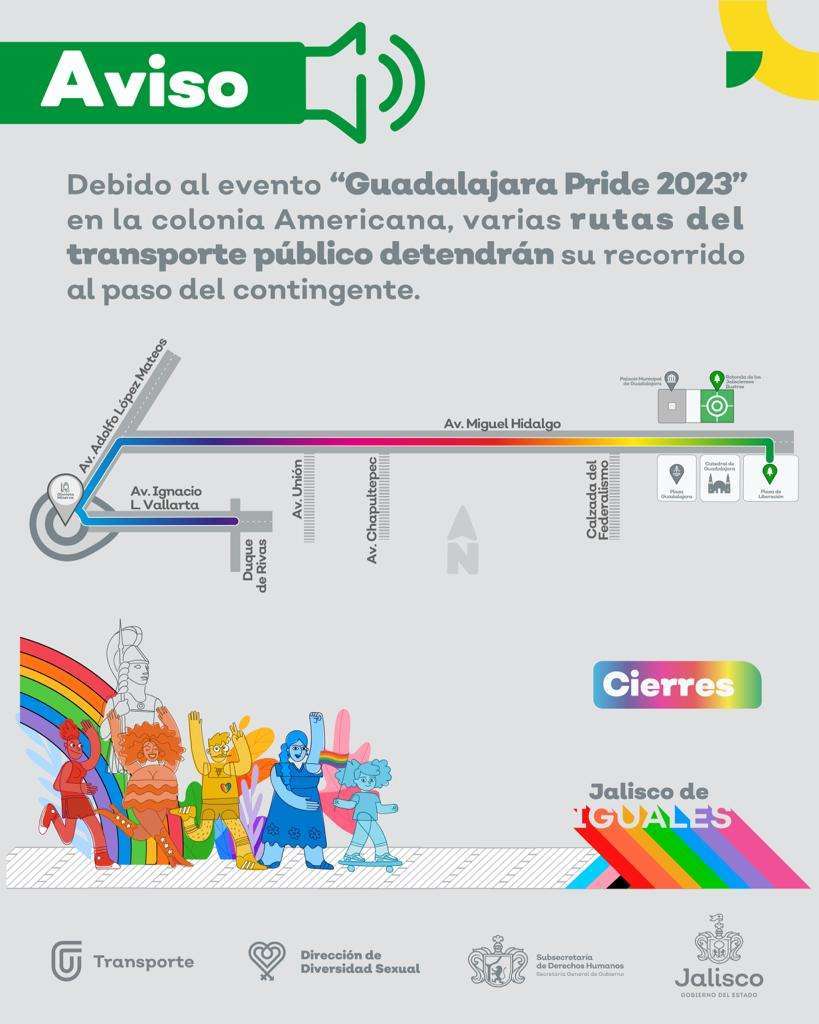 Detendrán rutas del transporte público mientras pasa el contingente del Pride 2023 - ZMG Noticias