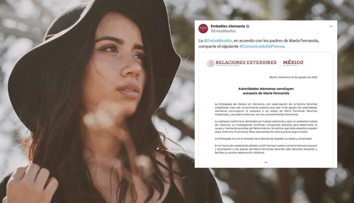 Las autoridades de Alemania informaron que la autopsia realizada al cuerpo de María Fernanda Sánchez Castañeda no muestra huellas de violencia.