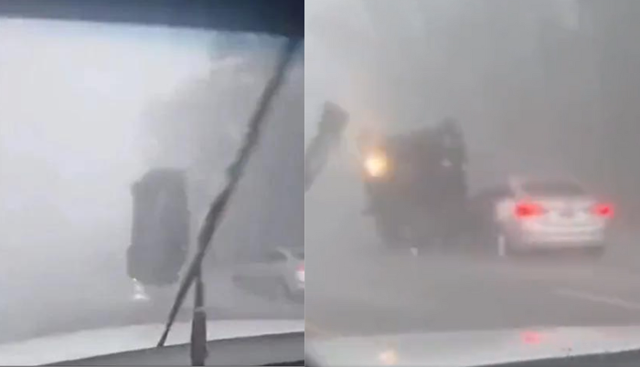 Vientos de "Idalia" vuelcan auto en California del Sur