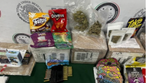 Aseguran drogas, cartuchos y medicamentos en empresa de paquetería en Guadalajara