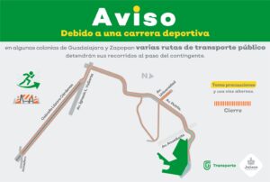 Tómelo en cuenta! Transporte público en Zapopan será modificado este domingo por carrera - ZMG Noticias