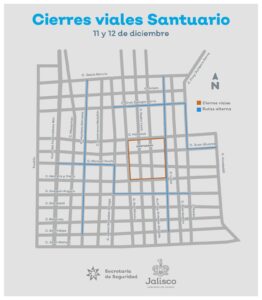 Realizarán cierres viales en torno al Santuario por el día de la Virgen de Guadalupe - ZMG Noticias