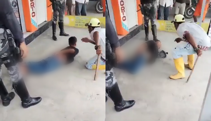 VIDEO: Padre castiga a su hijo por robarle a una abuelita