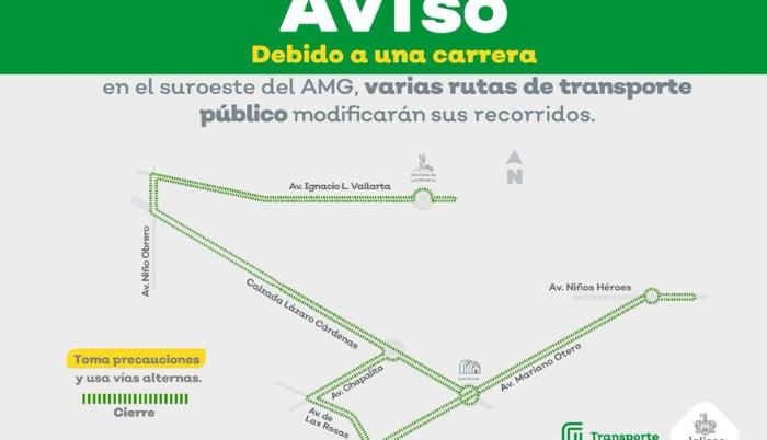 Modificaciones en rutas de transporte público por el Medio Maratón Guadalajara