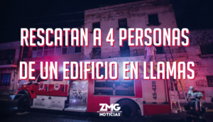 Rescatan a 4 personas de un edificio en llamas