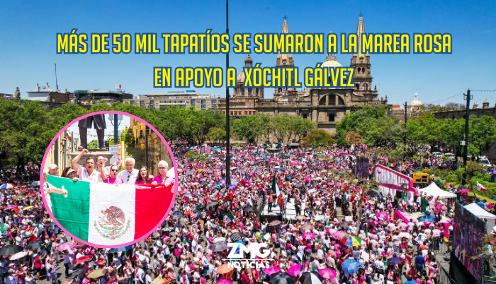 Más de 50 mil tapatíos se sumaron a la marea rosa en apoyo a Xóchitl Gálvez.