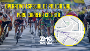 Operativo especial de policía vial para carrera ciclista en Guadalajara y Zapopan.