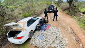 Autoridades decomisan automóvil con droga y armas en Lagos de Moreno