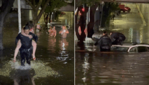 Rescatan a tres personas atrapadas en paso a desnivel inundado en Jardines del Bosque