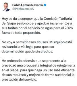 Gobernador se enoja y veta nuevas tarifas del SIAPA - ZMG Noticias