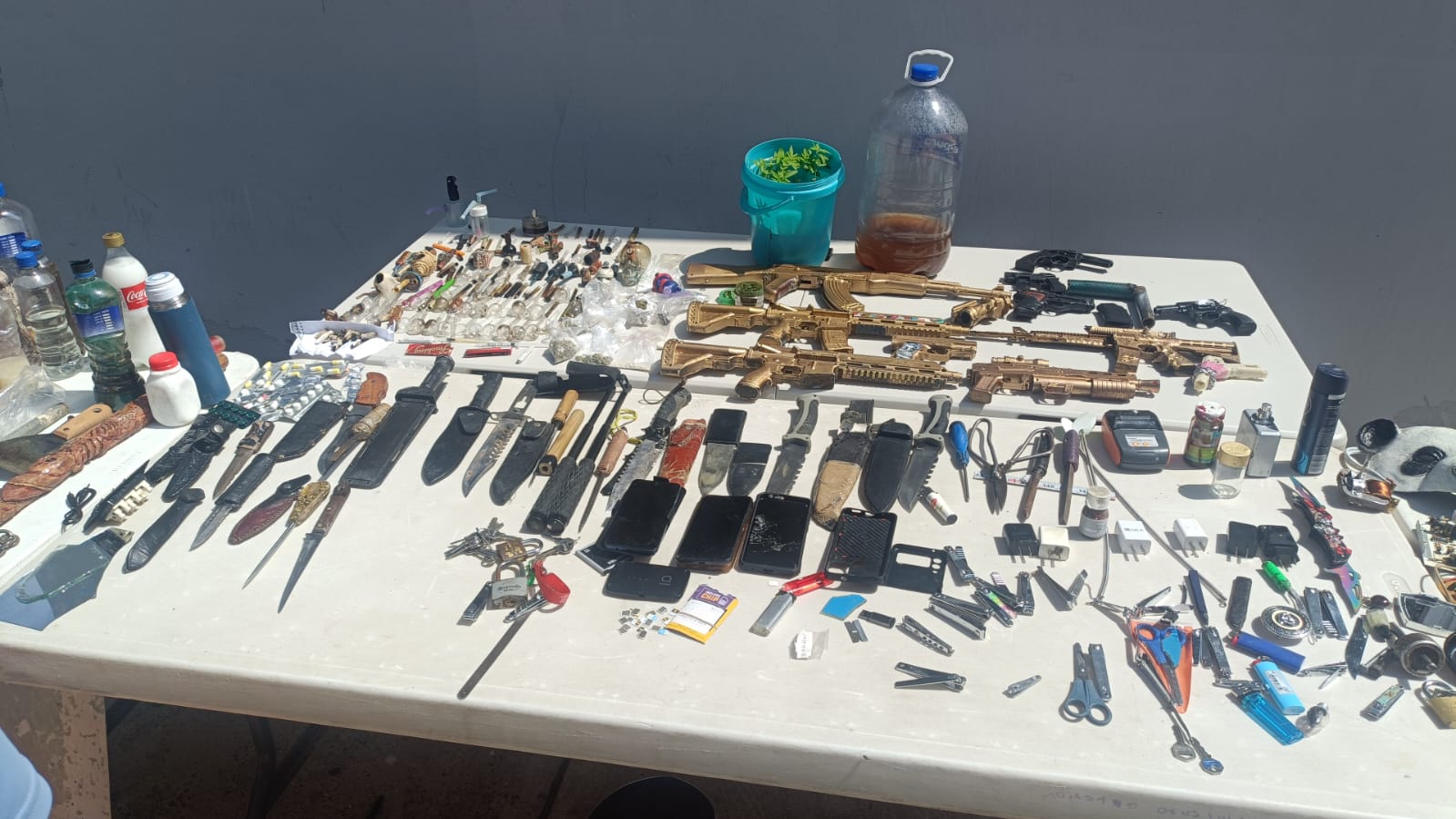 Decomisan armas hechizas, droga y celulares en operativo sorpresa en Puente Grande