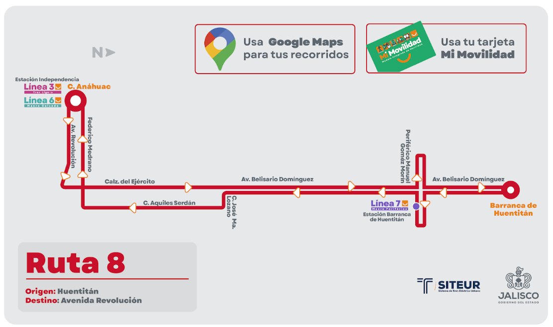Arranca la Ruta 8 de Mi Transporte para conectar Huentitán con las Líneas 2 y 3 de Mi Tren - ZMG Noticias Arranca la Ruta 8 de Mi Transporte para conectar Huentitán con las Líneas 2 y 3 de Mi Tren