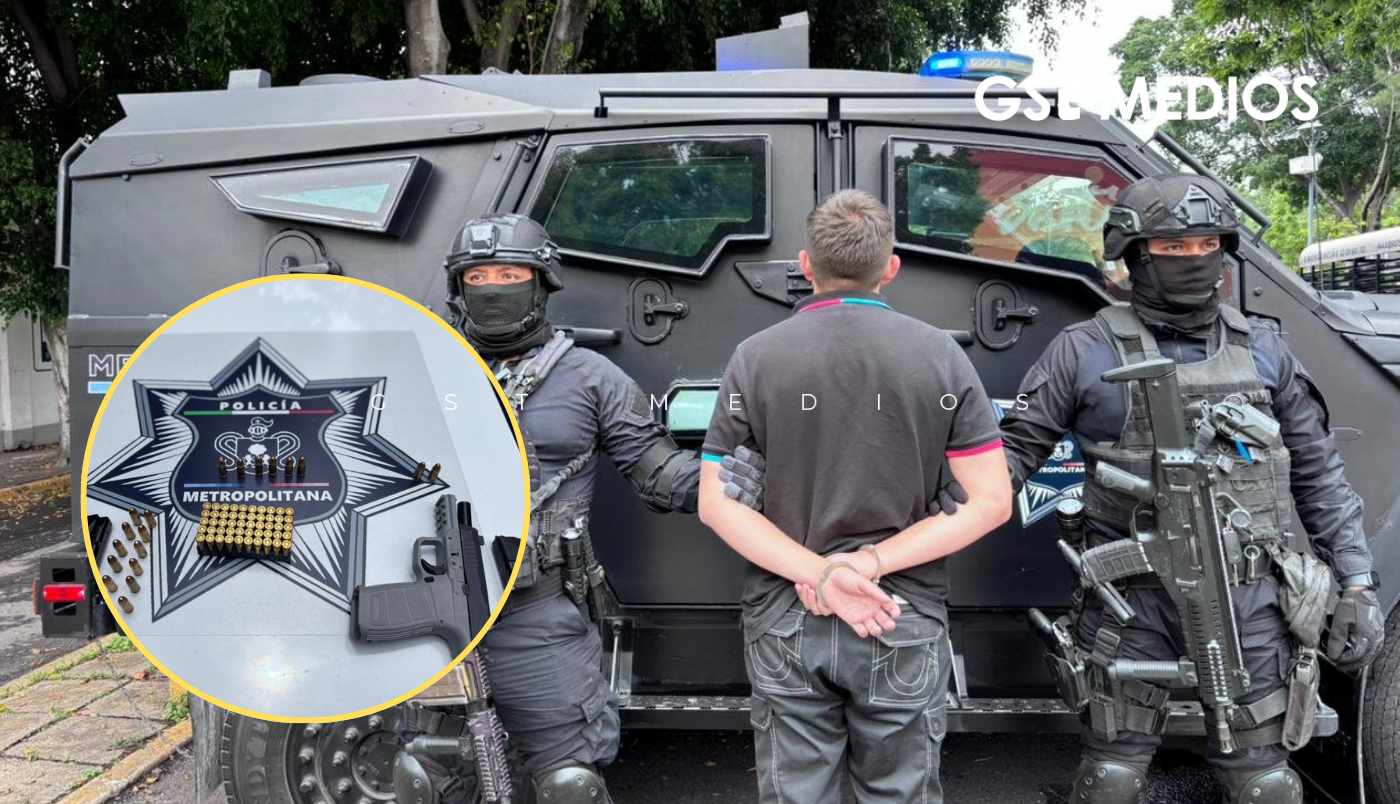 Policía Metropolitana detiene a joven con dos armas de fuego en Tlajomulco