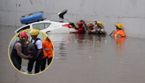 Tormenta en Guadalajara deja inundaciones y reabre socavón