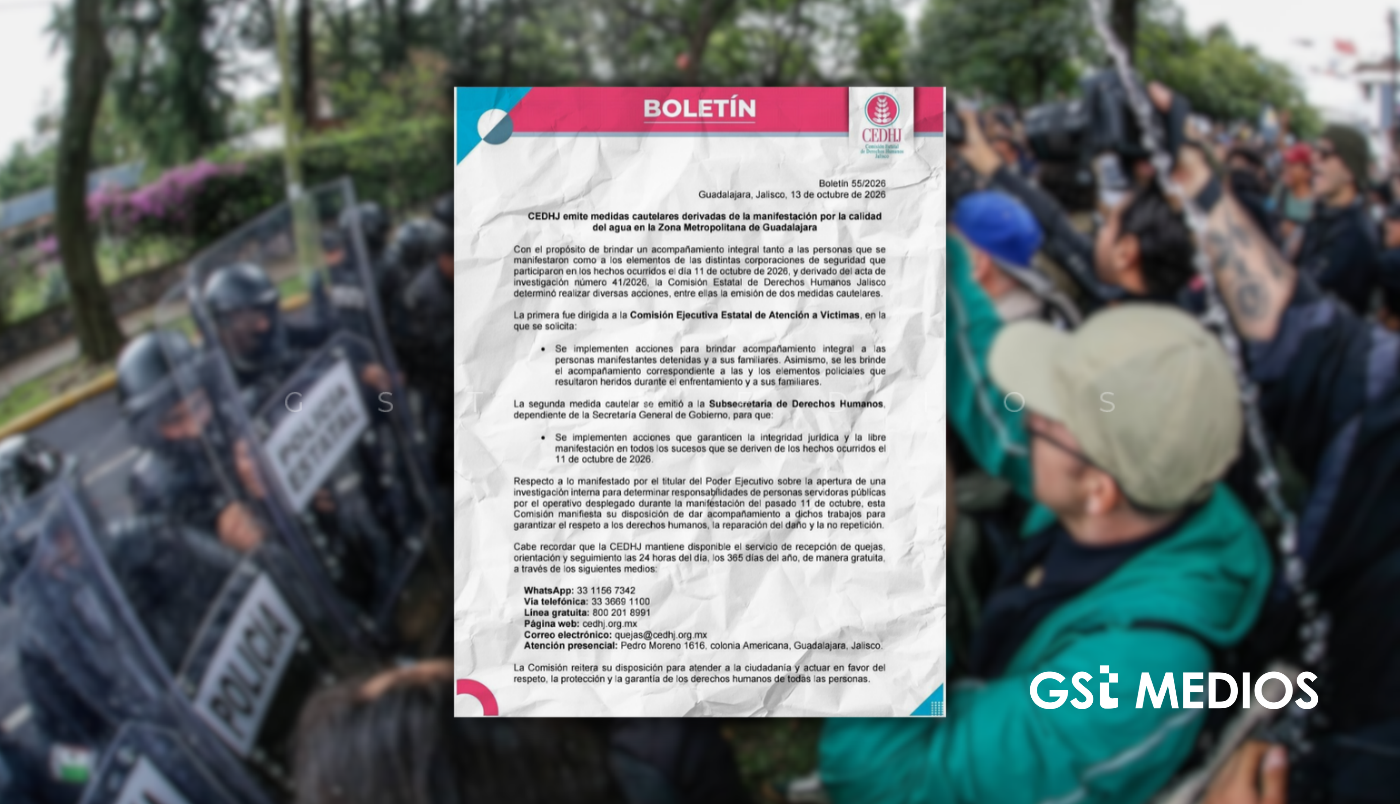 CEDHJ pide apoyo integral para manifestantes detenidos y policías heridos tras marcha por agua limpia
